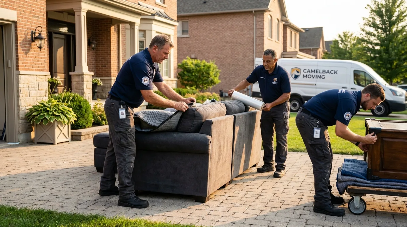 Large estate moving crew wrapping furniture in Winnie, TX